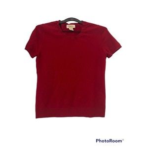 Peck‎ & Peck 100% Cashmere 2 ply crew neck short sleeve Red Sweater Sz Medium